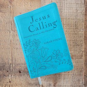Jesus Calling by Sarah Young in Teal Leatherbound Cover